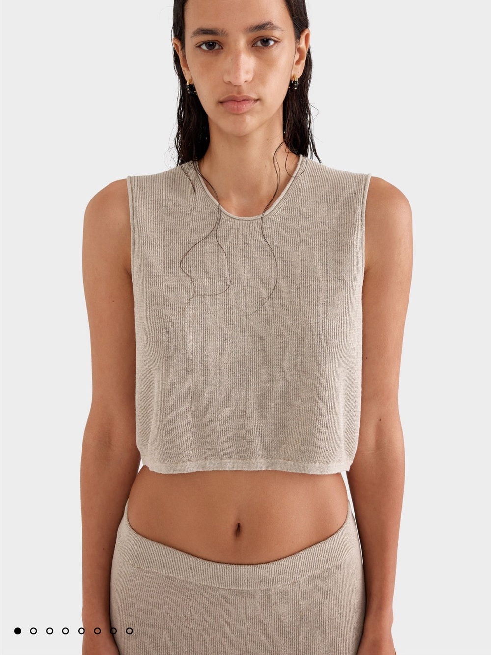 Venroy Taupe Rib Knitted Cropped Tank